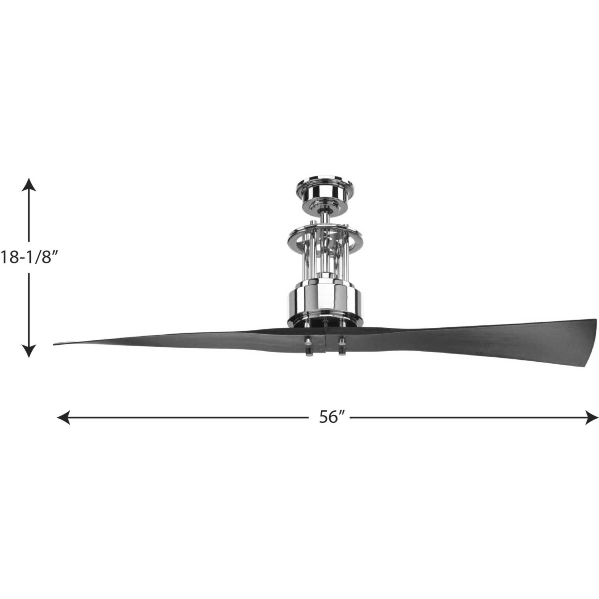 Spafford 56 inch Polished Chrome with Black Blades Ceiling Fan