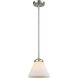 Nouveau Cone LED 7.75 inch Brushed Satin Nickel Mini Pendant Ceiling Light in Matte White, Nouveau