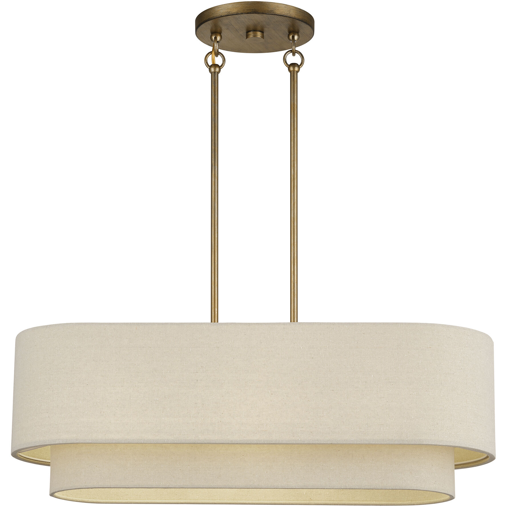 Bellingham 3 Light 30 inch Antique Gold Leaf Linear Chandelier Ceiling Light, Medium