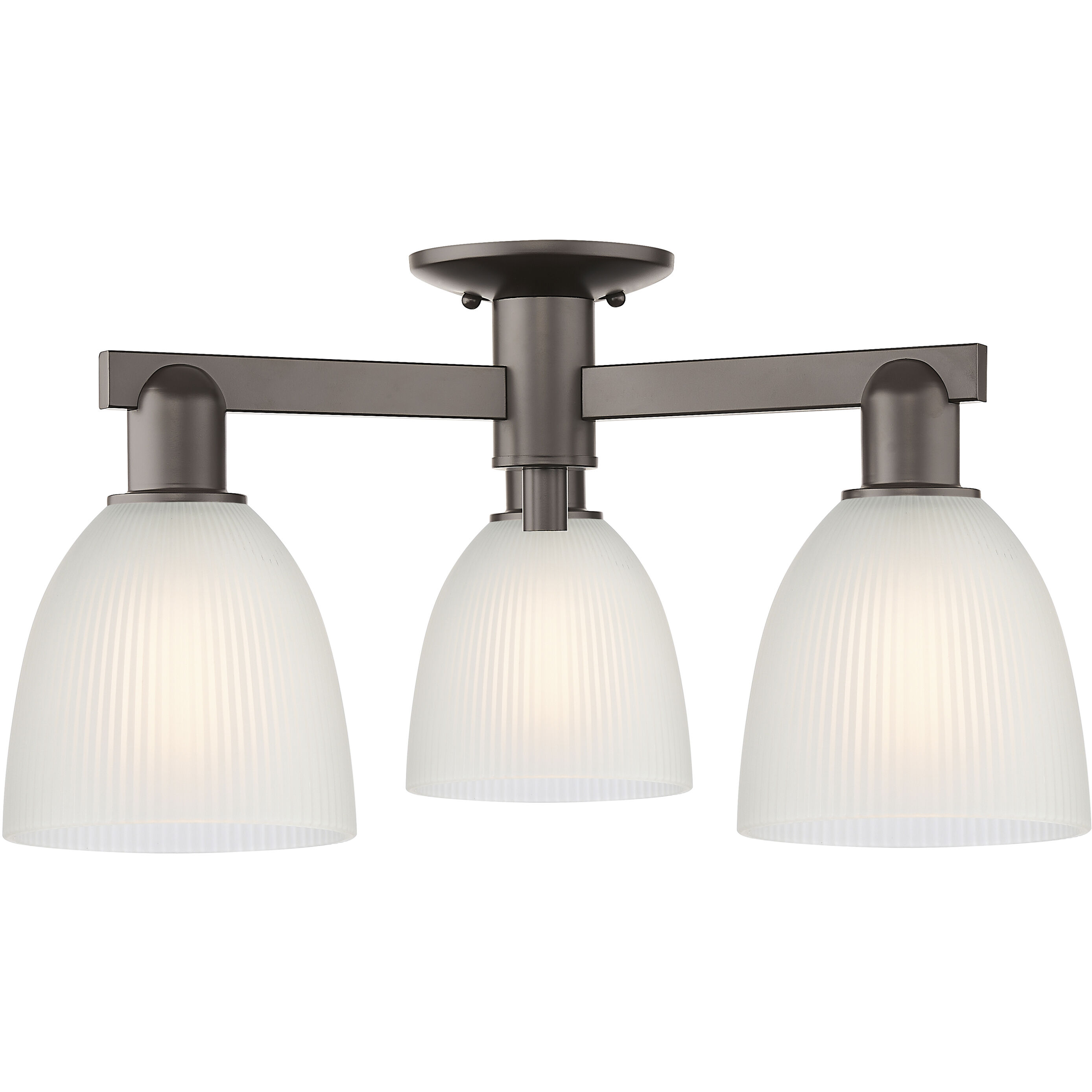 Arcadia Castile 3 Light 23.5 inch Oil Rubbed Bronze Semi-Flush Mount Ceiling Light in White