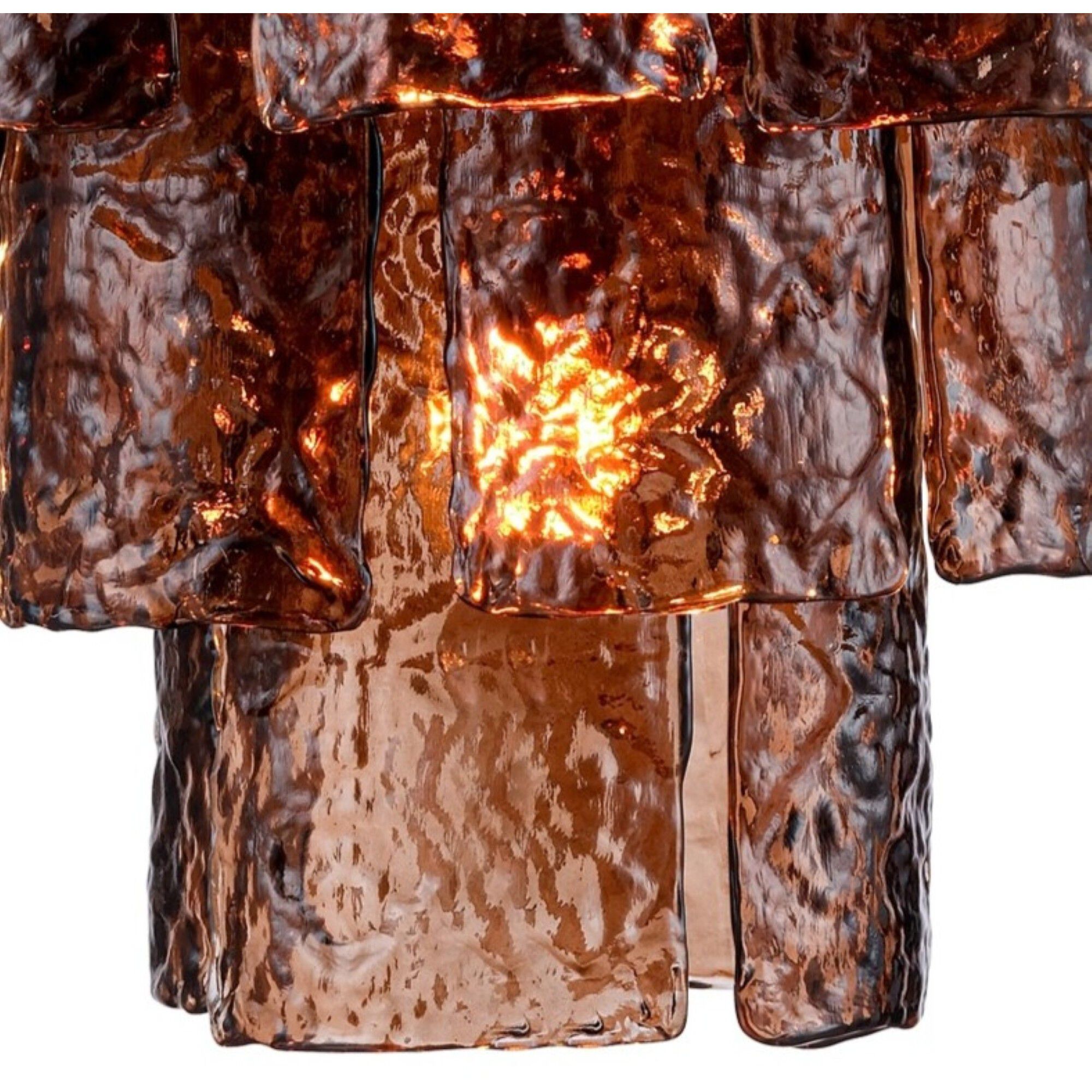 Fire and Ice 5 Light 16.75 inch Lacquered Gold Chandelier Ceiling Light in Dark Amber Glass