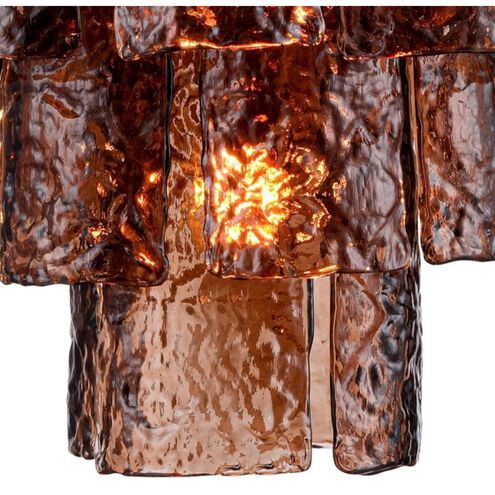 Fire and Ice 5 Light 16.75 inch Lacquered Gold Chandelier Ceiling Light in Dark Amber Glass