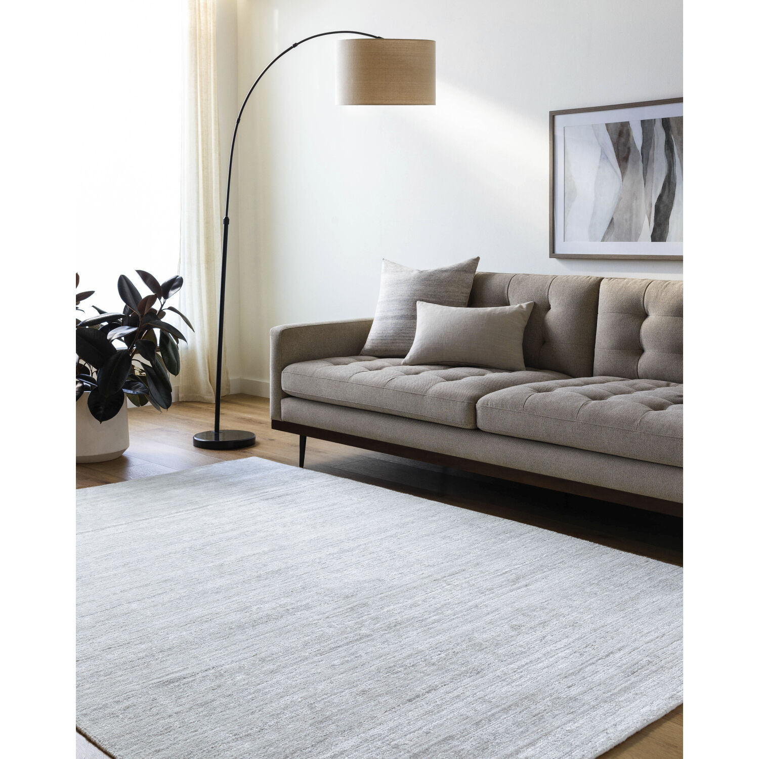 Grandeur 36 X 24 inch Light Silver Handmade Rug in 2 x 3