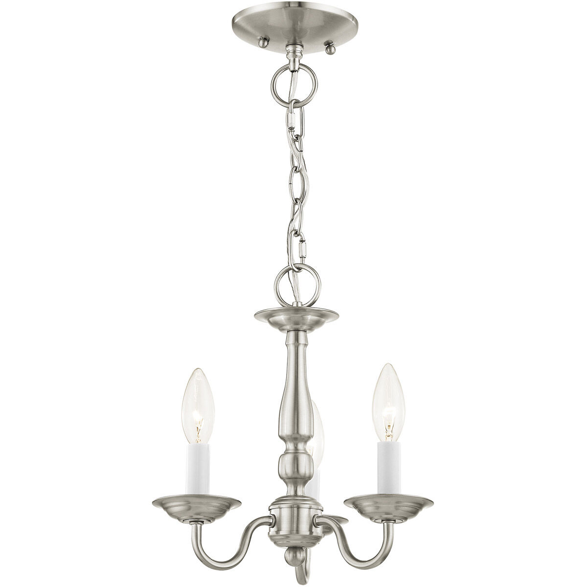 Williamsburgh 3 Light 11 inch Brushed Nickel Convertible Mini Chandelier/Ceiling Mount Ceiling Light