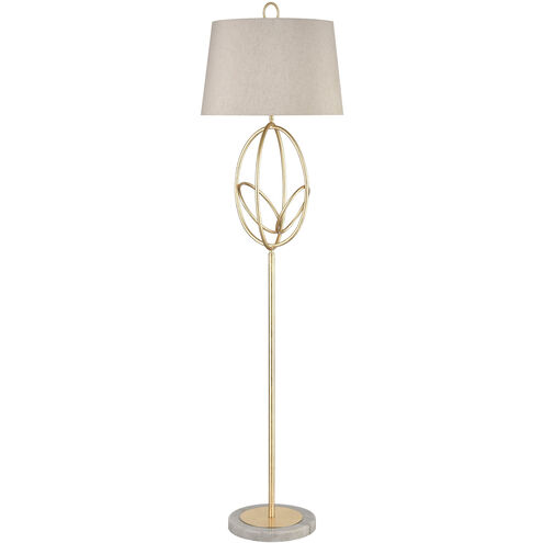 Morely 64 inch 150 watt Gold Leaf with White Floor Lamp Portable Light