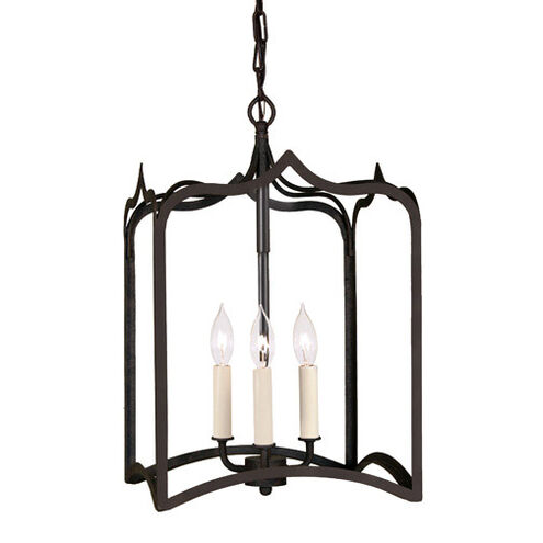 Gothic 3 Light 12 inch Matte Black Foyer Lantern Ceiling Light