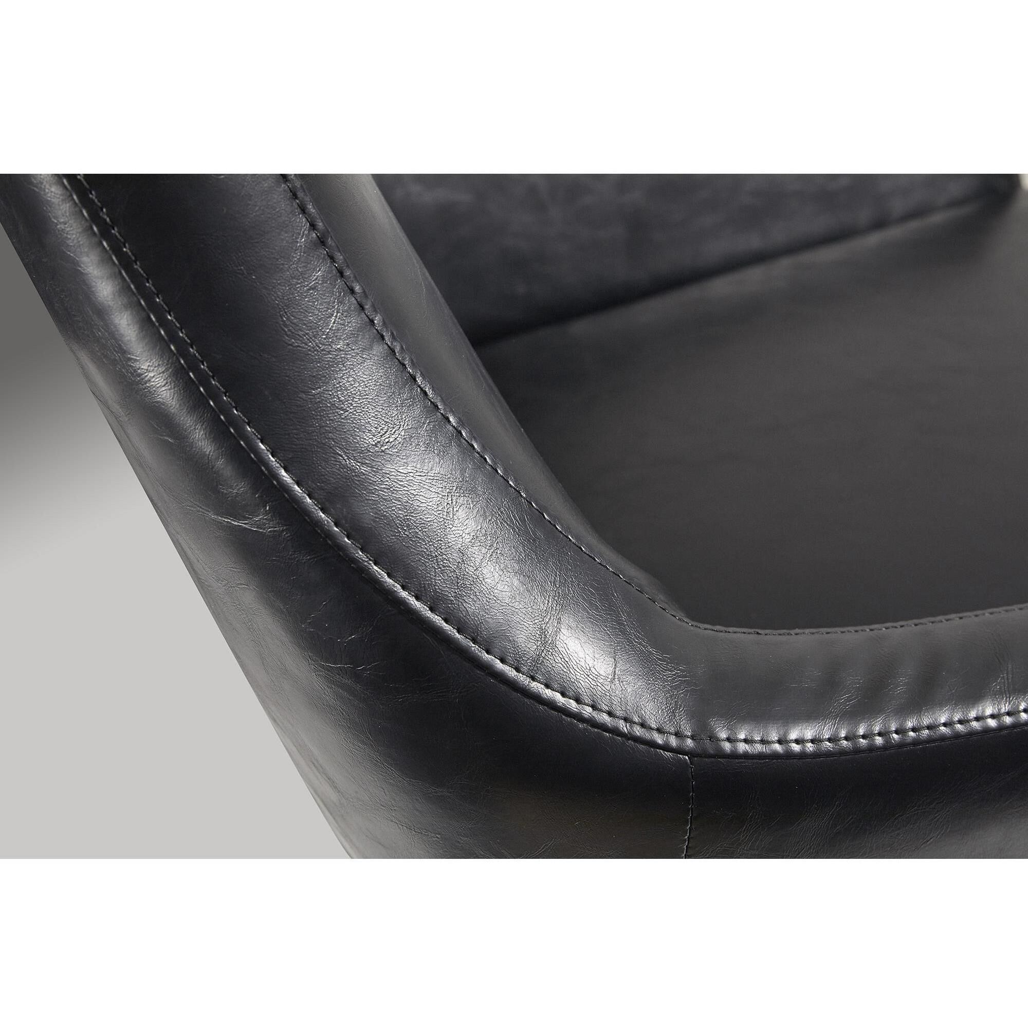 Kendrick Black Distressed PU Leather and Brushed Steel Accent Chair 