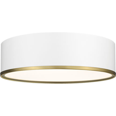 Arlo 4 Light 20.25 inch Matte White and Rubbed Brass Flush Mount Ceiling Light