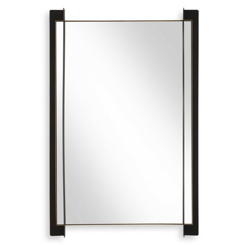 Cunene 39.25 X 26 inch Gold Leaf and Matte Black Wall Mirror