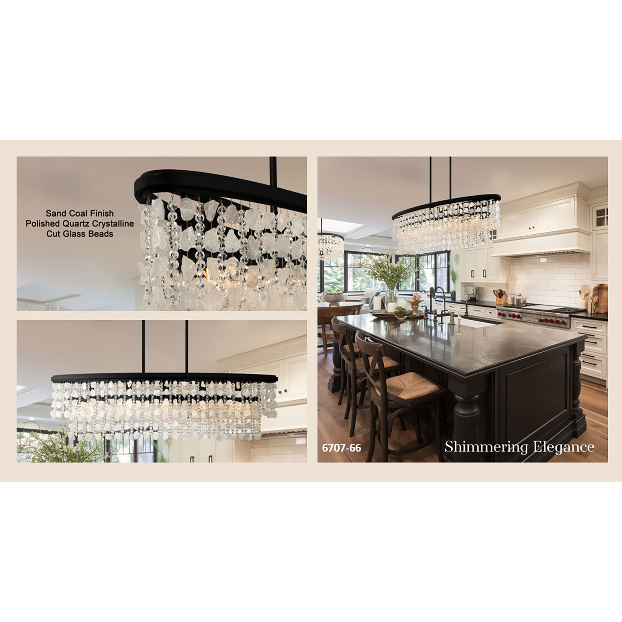 Shimmering Elegance 5 Light 48 inch Sand Coal Island Light Ceiling Light