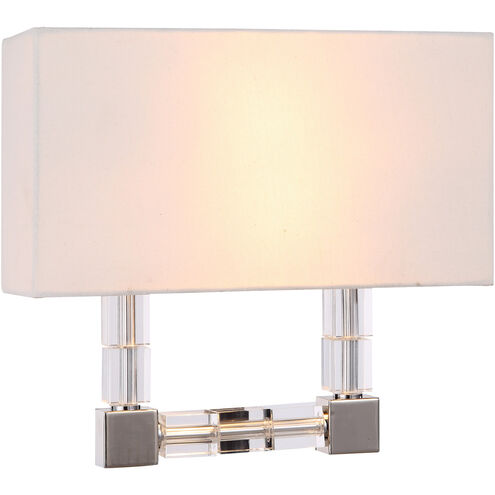 Cristal 2 Light 13 inch Polished Nickel Wall Sconce Wall Light, Urban Classic