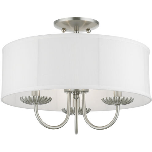 Brookdale 3 Light 16 inch Brushed Nickel Semi-Flush Mount Ceiling Light