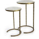 Bone Veneer 24 X 14 inch Brass Side Table, Nesting Table