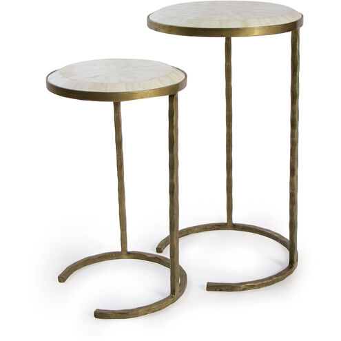 Bone Veneer 24 X 14 inch Brass Side Table, Nesting Table