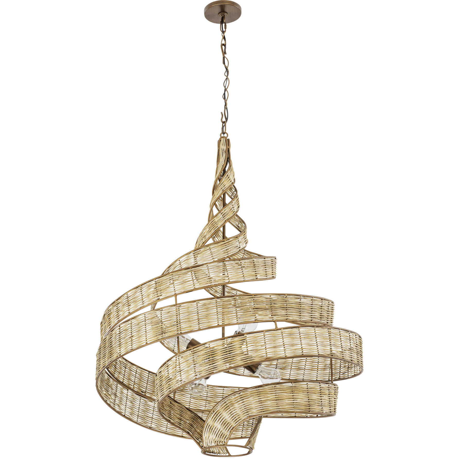 Flow 6 Light 30 inch Baguette and Natural Rattan Pendant Ceiling Light in Baguette/Natural Rattan, Smithsonian Collaboration