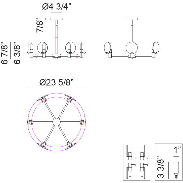 Cloudburst 6 Light 23.63 inch Champagne Gold Pendant Ceiling Light
