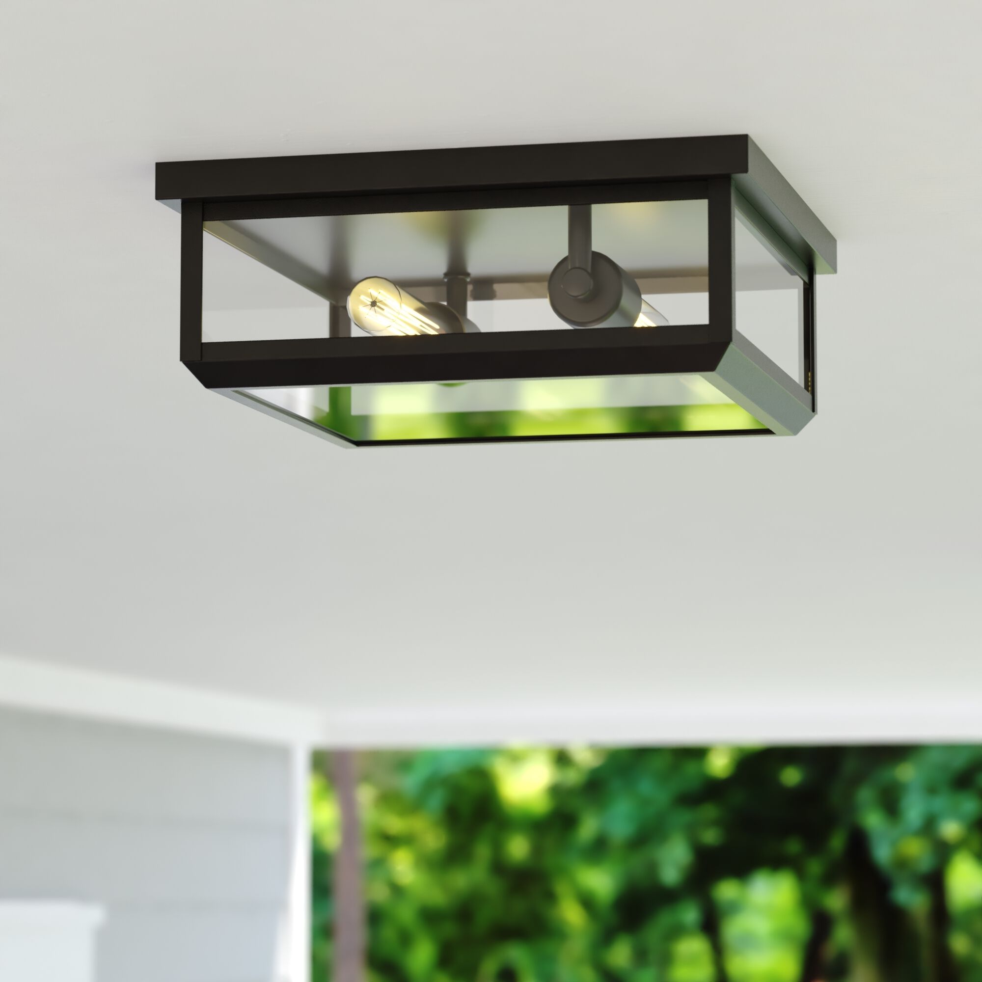 Kinzie LED 12 inch Textured Black Outdoor Ceiling