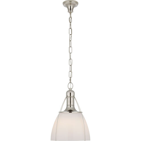 Chapman & Myers Prestwick 1 Light 14 inch Polished Nickel Pendant Ceiling Light in White Glass