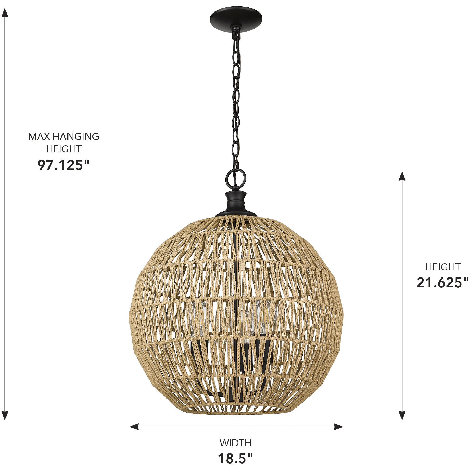 Florence Pendant Ceiling Light in Matte Black