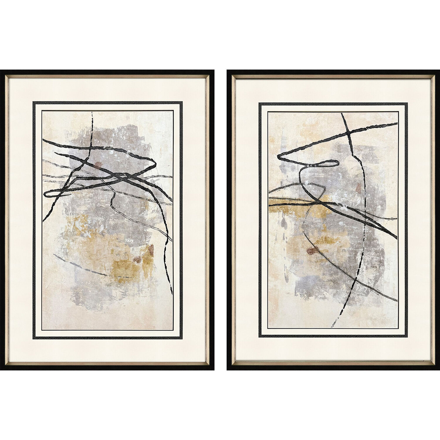 Tangle Black and Beige and Gray and Neutral Framed Art