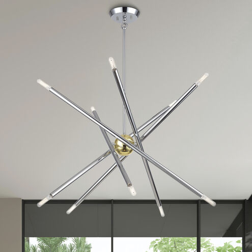 Soho 10 Light 28 inch Polished Chrome with Polished Brass Accents Chandelier Ceiling Light