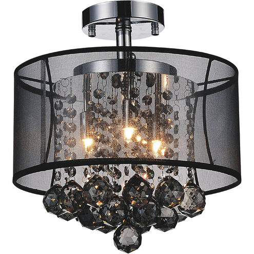 Radiant 3 Light 12 inch Chrome Drum Shade Flush Mount Ceiling Light in Black