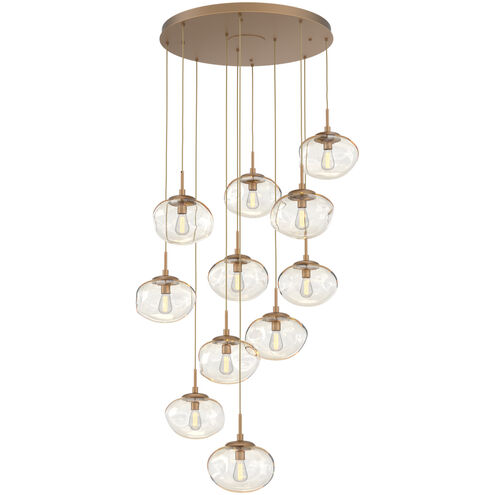 Nova Incandescent 11 Light Novel Brass Chandelier Ceiling Light, Round Multi-Pendant