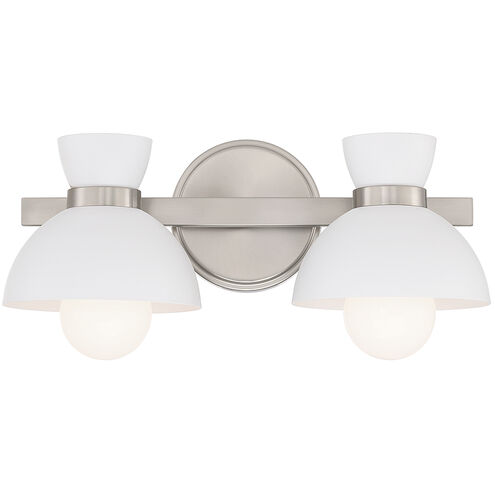 Stella 2 Light 16.5 inch Brushed Nickel Bathroom Vanity Light Wall Light