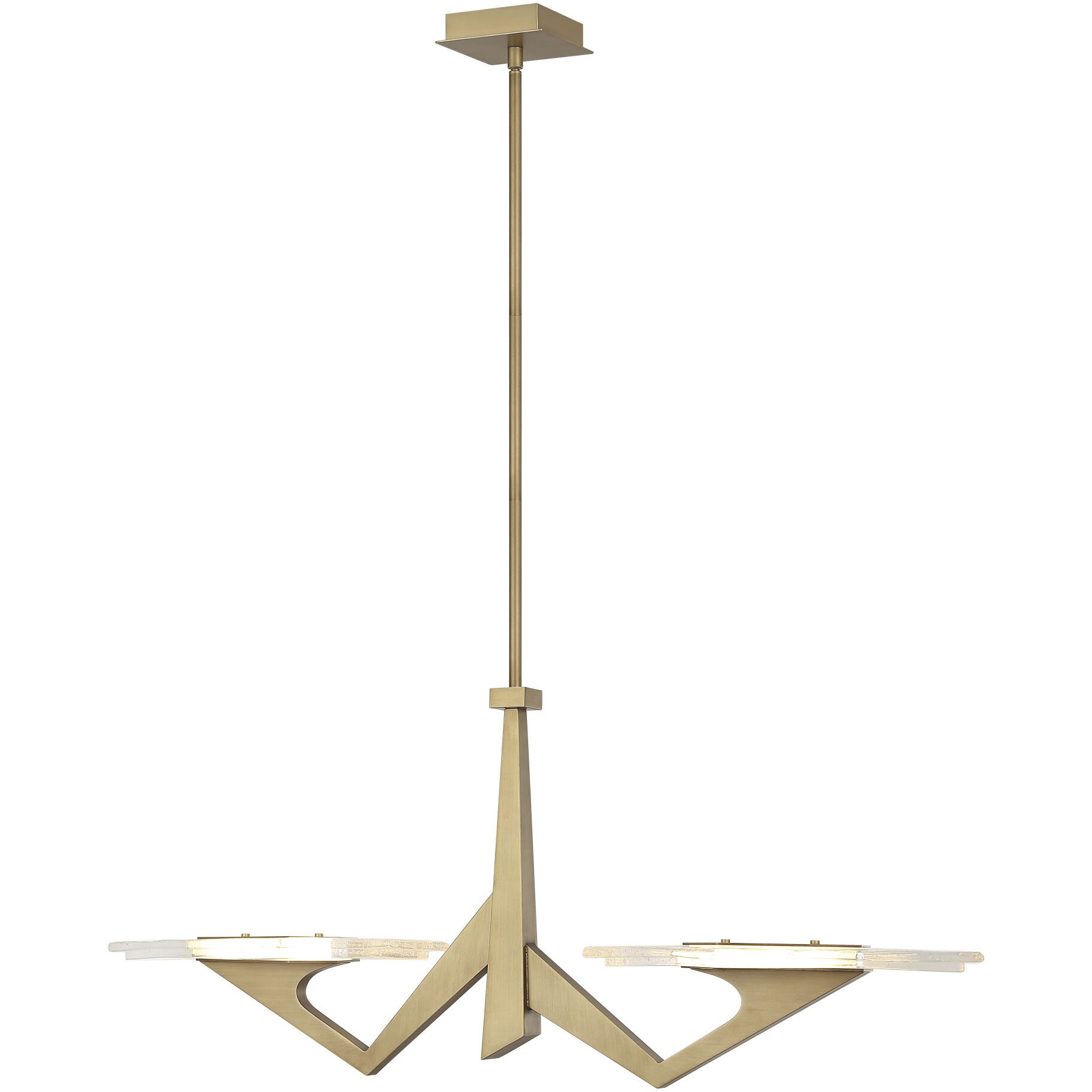 Down the Wrong Path 2 Light 59 inch Brass Kisser Linear Pendant Ceiling Light