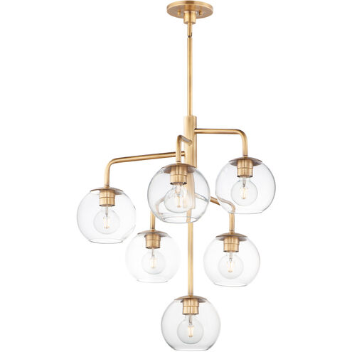 Branch 6 Light 27 inch Natural Aged Brass Chandelier Ceiling Light