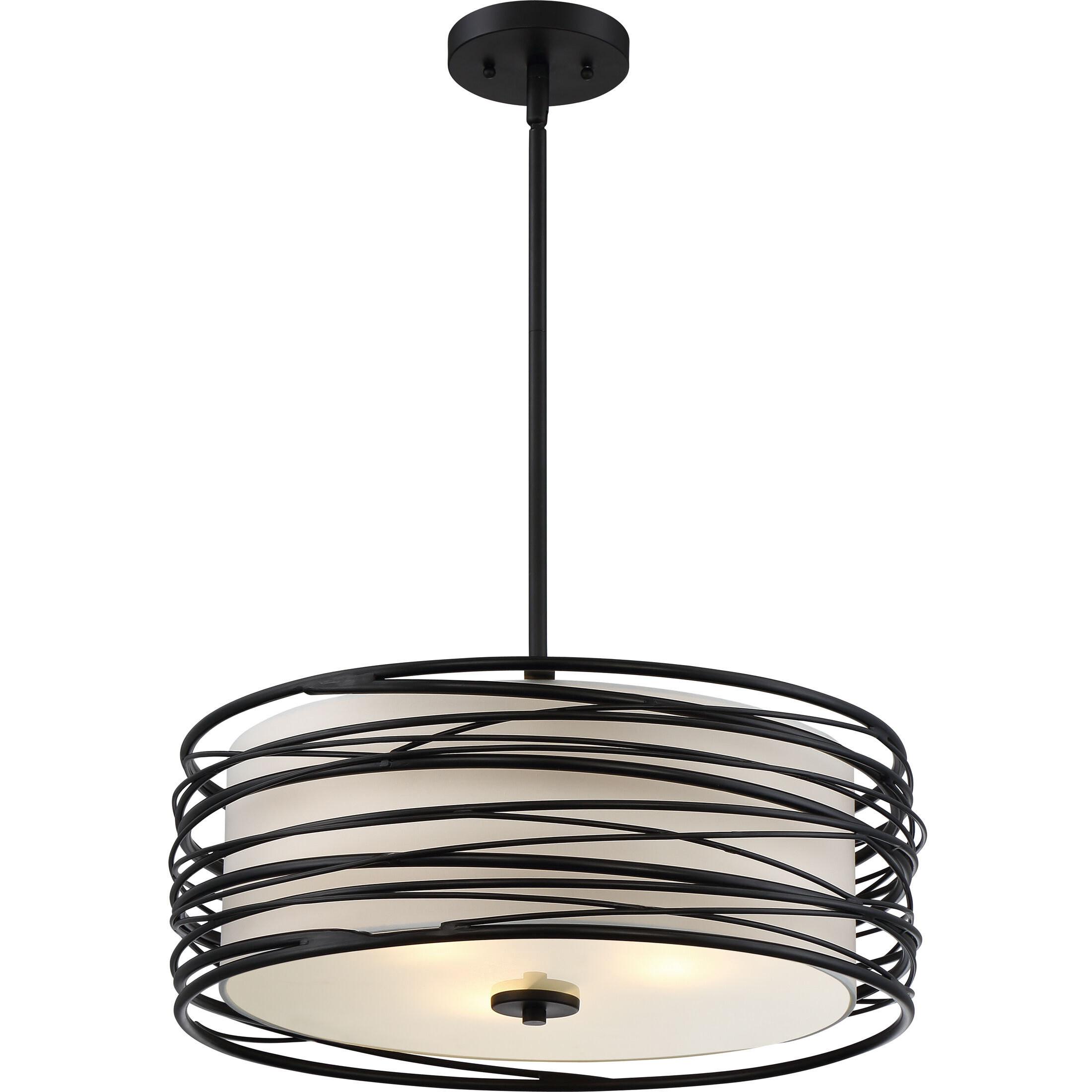 Spiral 3 Light 20 inch Mystic Black Pendant Ceiling Light