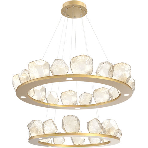 Gem LED 48.7 inch Gilded Brass Chandelier Ceiling Light, Two-Tier Ring