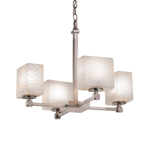 Fusion LED 20 inch Brushed Nickel Chandelier Ceiling Light in 2800 Lm LED, Weave, Rectangle