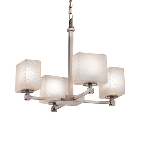 Fusion LED 20.25 inch Brushed Nickel Chandelier Ceiling Light in 2800 Lm LED, Rectangle, Weave Fusion