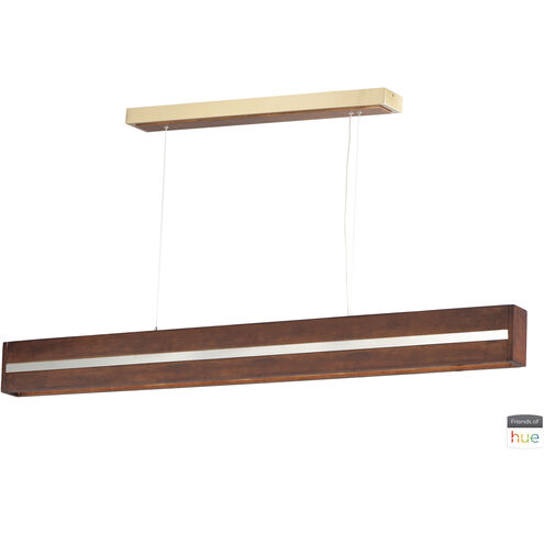 iWood Linear Pendant Ceiling Light in Antique Pecan and Brushed Champagne