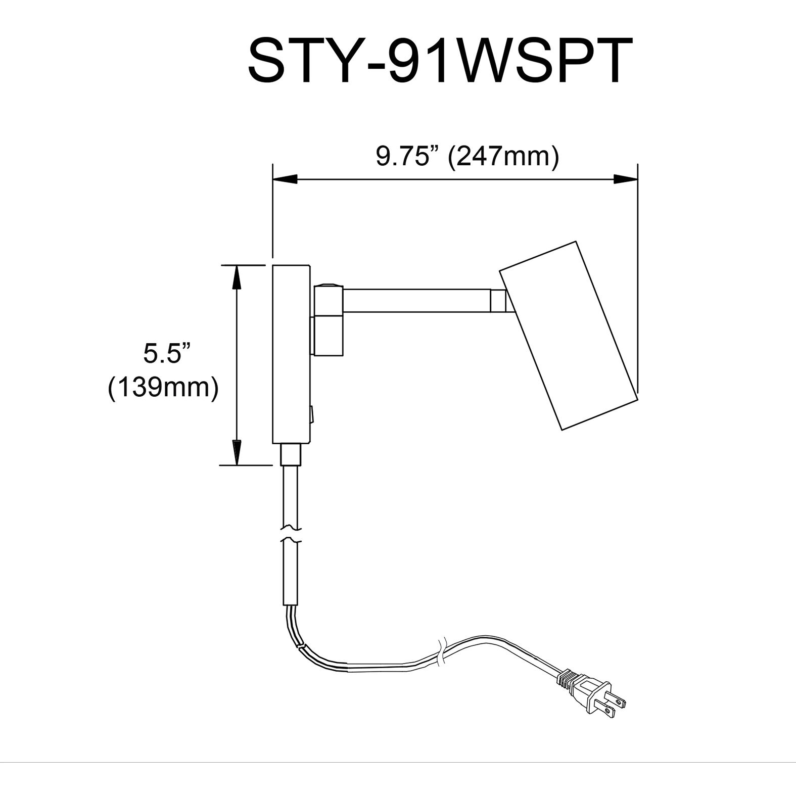 Stanly 1 Light 5.5 inch Matte Black Wall Spotlight