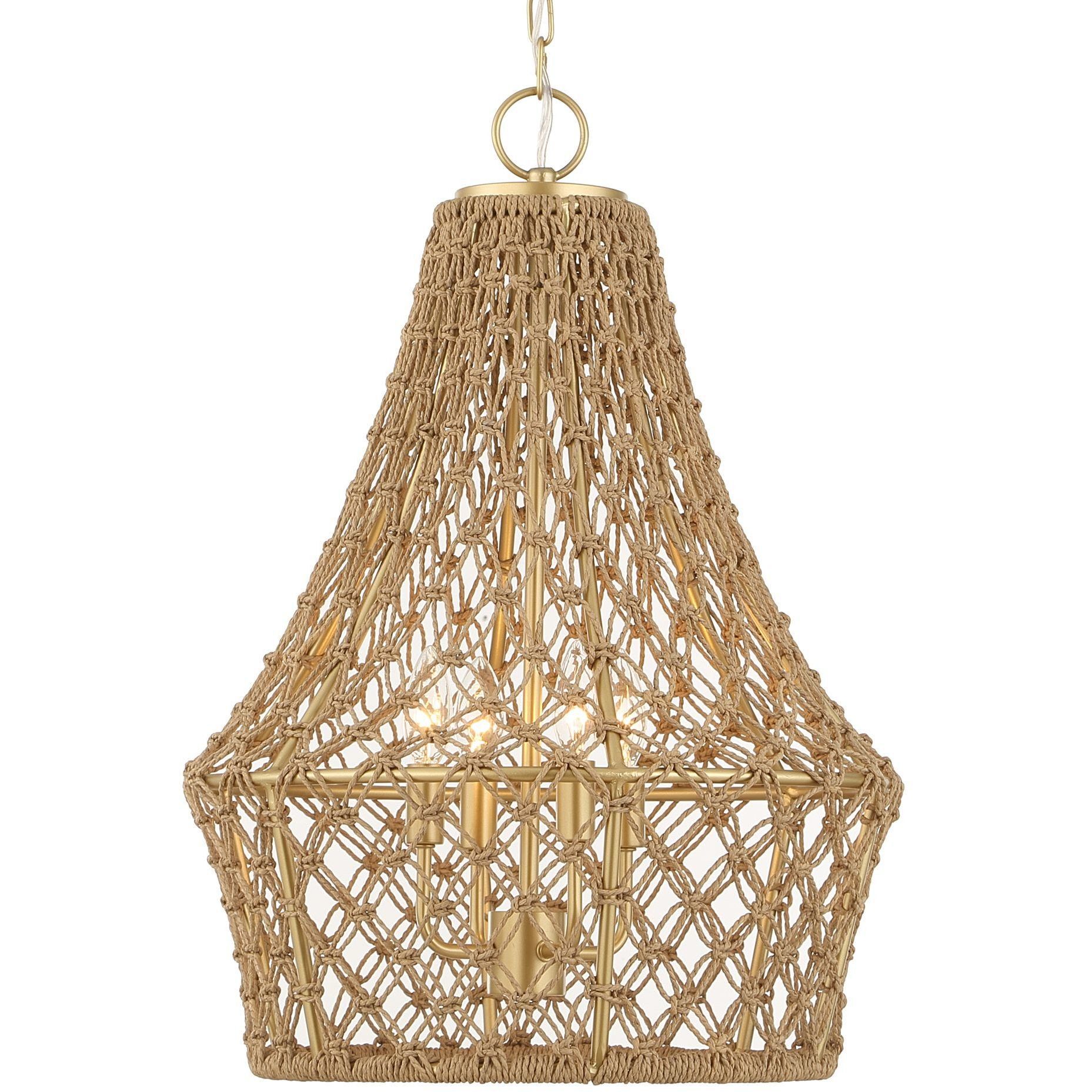 Macrame 4 Light 18 inch Brushed Gold Pendant Ceiling Light