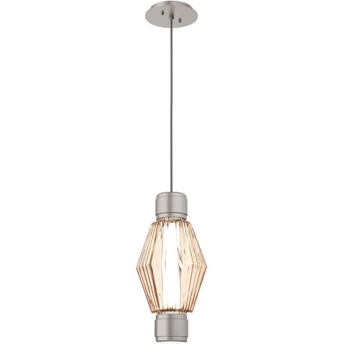Aalto Mandrel LED Metallic Beige Silver Pendant Ceiling Light in 3000K LED, Optic Rib Amber