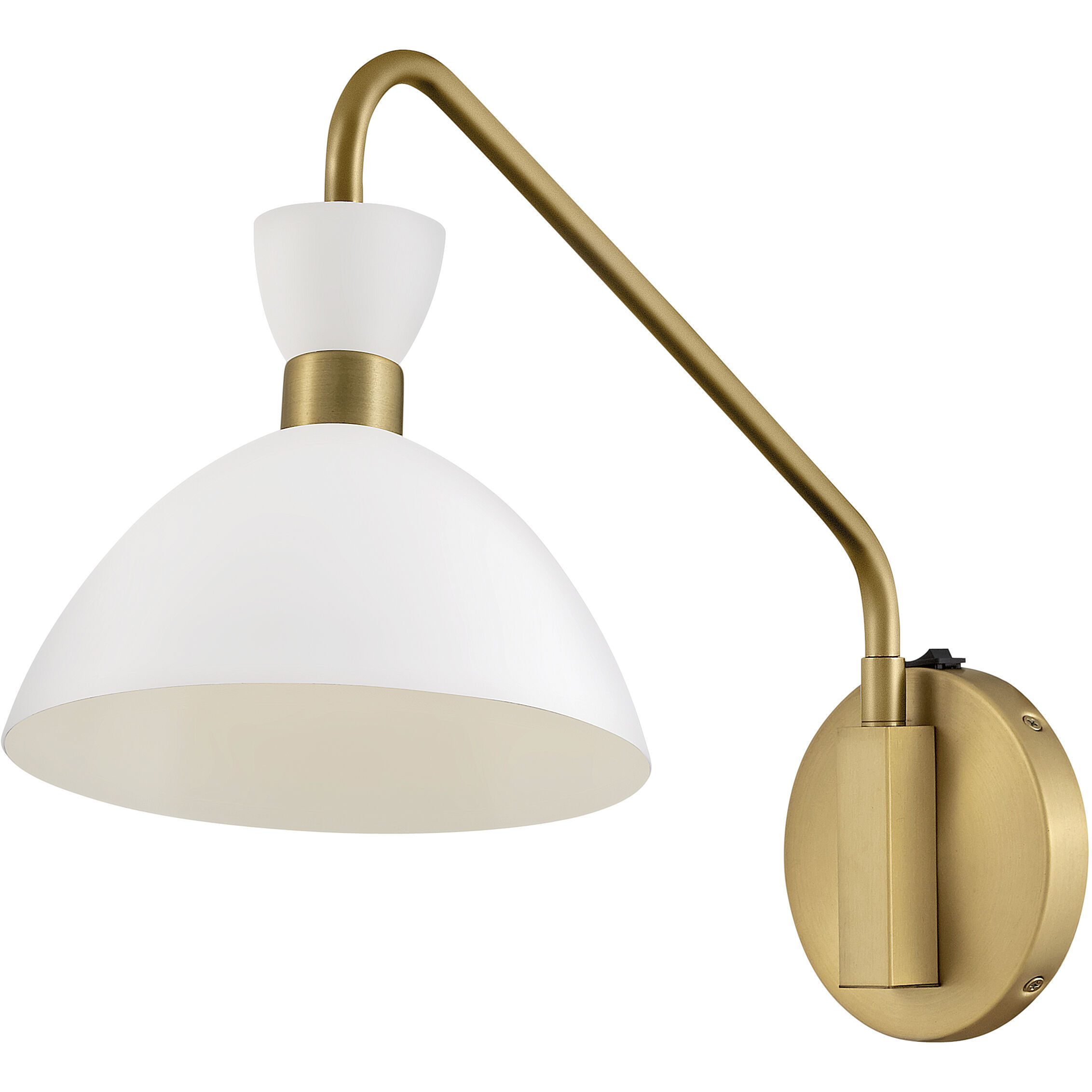 Simon LED 8 inch Matte White with Heritage Brass accents Sconce Wall Light