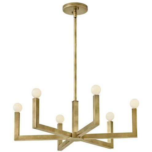 Ezra 6 Light 27 inch Heritage Brass Indoor Chandelier Ceiling Light