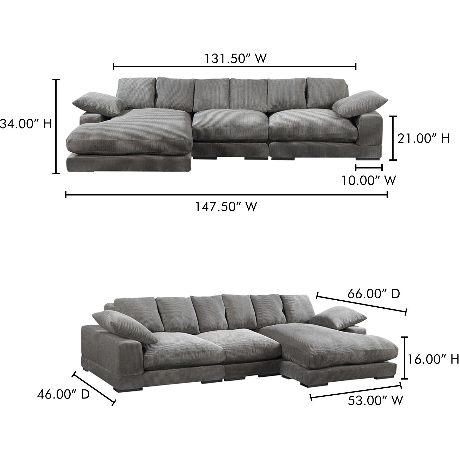 Plunge Grey Sectional, Large