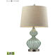 Smoked Glass 25 inch 9.50 watt Light Green with Brushed Steel Table Lamp Portable Light in LED