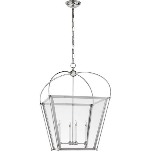 Chapman & Myers Riverside 4 Light 21 inch Polished Nickel Square Lantern Pendant Ceiling Light, Medium