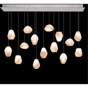 Natural Inspirations 15 Light 48 inch Silver Pendant Ceiling Light in Clear Quartz Studio Glass 4