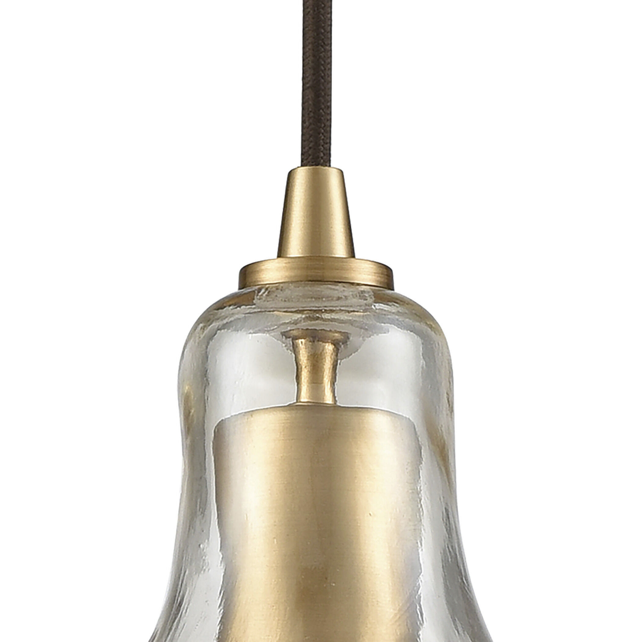Hand Formed Glass 1 Light 10 inch Satin Brass Mini Pendant Ceiling Light