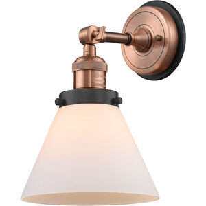Franklin Restoration Large Cone 1 Light 8 inch Antique Copper Sconce Wall Light in Matte White Glass
