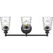Mae 3 Light 23 inch Matte Black Vanity Light Wall Light