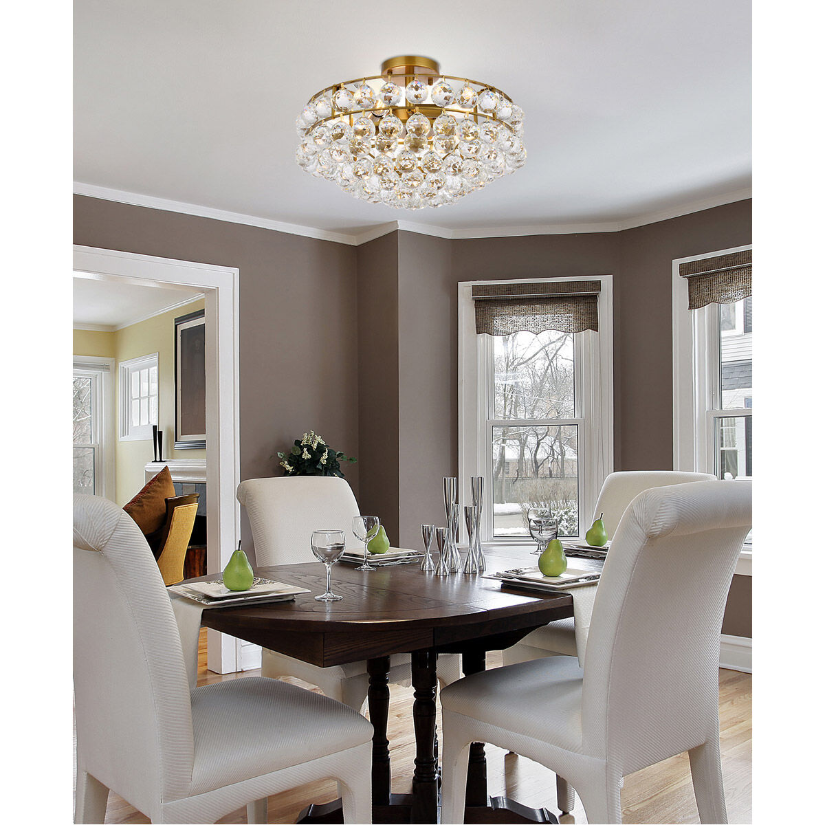 Elegant Lighting 1107F18BR Savannah 18 Flush Mount in Brass