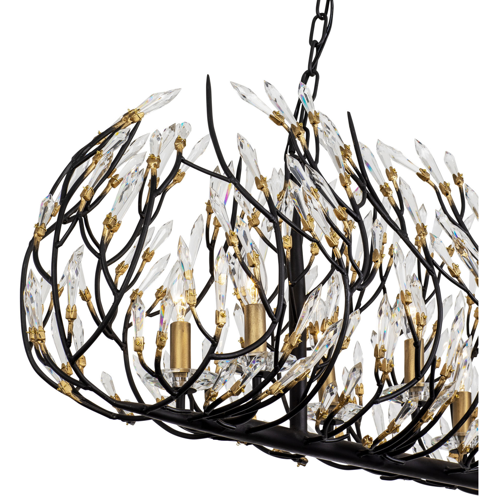 Bask 8 Light 48 inch Matte Black and French Gold Linear Pendant Ceiling Light