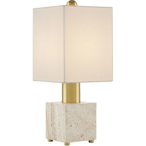 Gentini 18 inch Beige/Antique Brass Table Lamp Portable Light